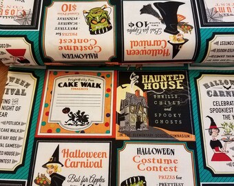 Trick or Treat Main Halloween fabric in Teal by Penny Rose fabrics