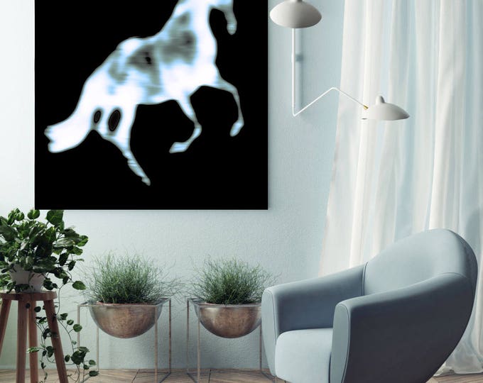 Blur Horse 2. Extra Large Horse, Horse Wall Decor, Black Contemporary Horse, Large Contemporary Canvas Art Print up to 72" by Irena Orlov
