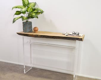 Floating Slab Console Table, Handmade Natural Live Edge Slice Hall or Side Table