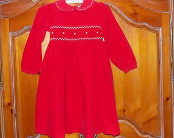 Sz. 6 Red Corduroy Smocked Dress