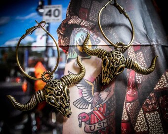 Small hoop bronze steampunk Indian "Bull"