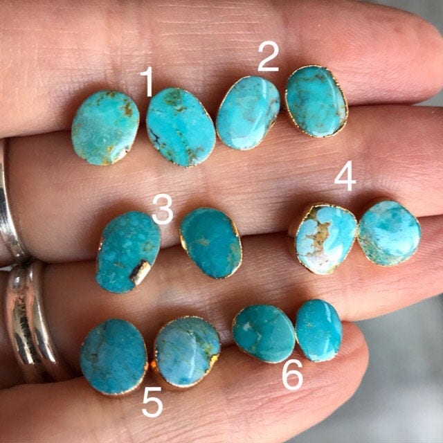 Natural turquoise studs earrings