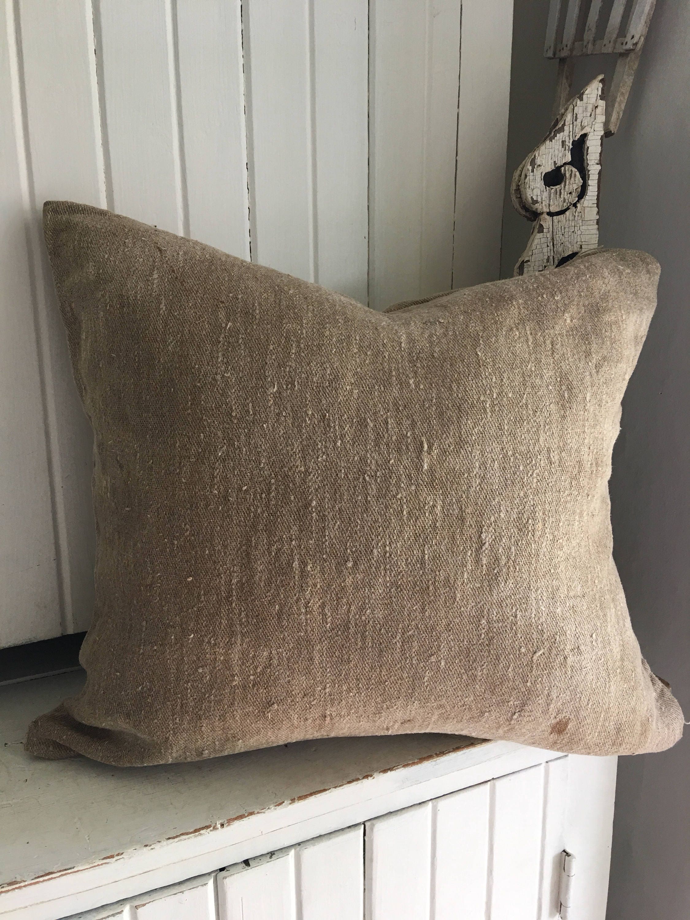 OOAK Antique Linen Grainsack Primitive Pillow