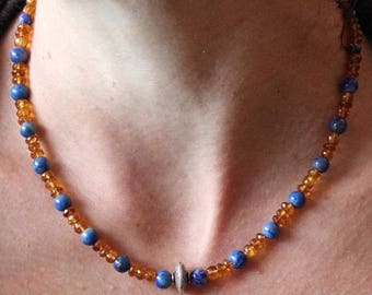 925 Silver necklace and matching Sodalite faceted citrine gemstones