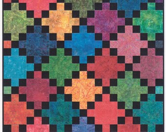 Laser-Cut Quilt Kits in two colorways "Summertime"-Bright and White or "Midnight" Black and Batik Finishes 63x63