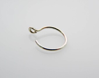 Fake Nose Ring 18 20 22 Gauge Solid 925 sterling siver 6 7 8 9 10 mm Faux / False Nose Ring Fake Lip Hoop Jewelry Body jewelry non piercing