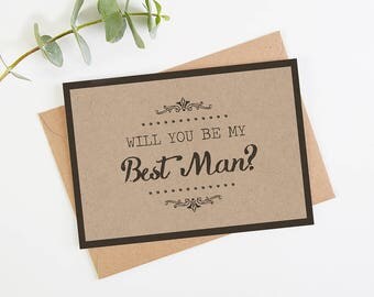 Will You Be My Best Man Card - Kraft Rustic