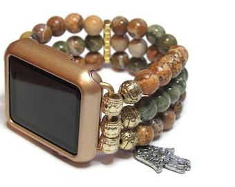 Custom Apple Watch Band - BeadsnTime - Natural Stone Beaded Apple Watch Band - Positive Energy Apple Band - 38 mm Band or 42 mm Band