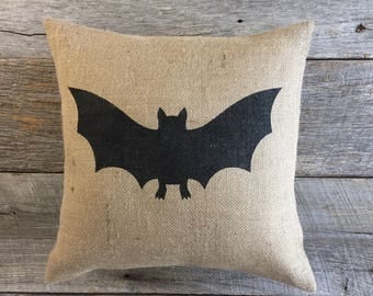 Halloween Pillow pillow cover ONLY, bat pillow,burlap pillow, Halloween pillow,Halloween decoration, burlap pillow, fall pillow,front porch