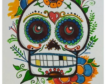 Original Abstract Day of the Dead Painting