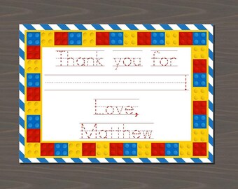 Lego Invitations, Lego Thank You Notes, Lego Stationery Set, Legos Thank You, Legos Invitations | Digital or Print | Colorful Blocks Cards