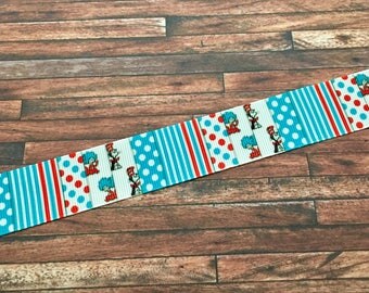 Dr. Seuss Ribbon-Cat in the Hat Ribbon-Cute Dr. Seuss Ribbon-Dr. Seuss Craft Supplies-Dr. Seuss Bow Supplies-Dr. Seuss Week Bow Supplies