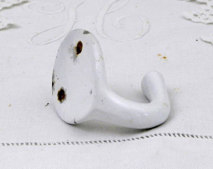 Vintage French Cast Iron White Enamel Hook, Industrial Entrance Hall Fixtures, Retro Enamelware Bathroom Decor, Shabby Chateau Chic Home Vintage French Cast Iron White Enamel Hook, Industrial Entrance Hall Fixtures, Retro Enamelware Bathroom Decor, Shabby Chateau Chic Home