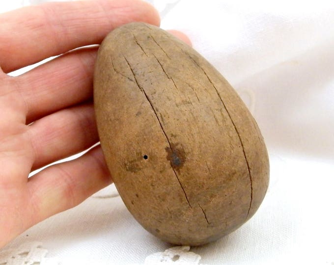 Antique Wooden Treen Darnning Egg From France, French Egg Shaped Mending Tool Made of Solid Wood. Vintage Craft Tools and Supplies, Home