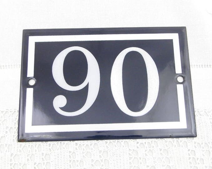 Blue and White Enamel Metal Number Plaque 90 / 06, Vintage French House Street Enameled Sign