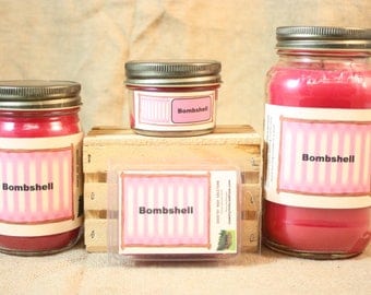 Bombshell (VS Type) Scented Candle, Bombshell (VS Type) Scented Wax Tarts, 26 oz, 12 oz, 4 oz Jar Candles or 3.5 Clam Shell Wax Melts