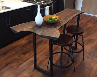 Wicked Grain's "Chocolate" Black Walnut Live Edge Desks with Metal Legs