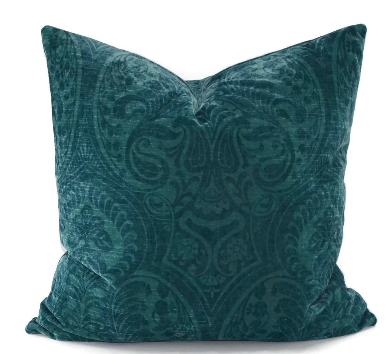 Teal Velvet Throw Pillow Cover Patterned Velvet Pillow Cover