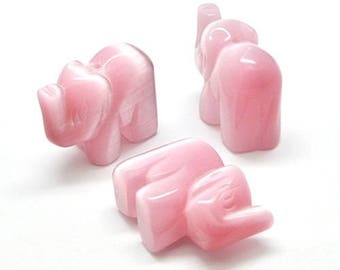 1 Pearl cat's eye, pink elephant semi-percee for bail to stick
