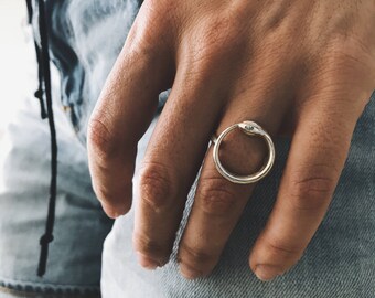 Sterling silver ring,silver snake ring,solid sterling silver 925 ring,ouroboros ring,alchemist ring,gold dragon ring,round ring,khaleesi