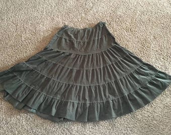 Plus Size 1X Muted Olive Green Boho Renaissance Fair Elven LOTR Full Tiered Peasant Skirt