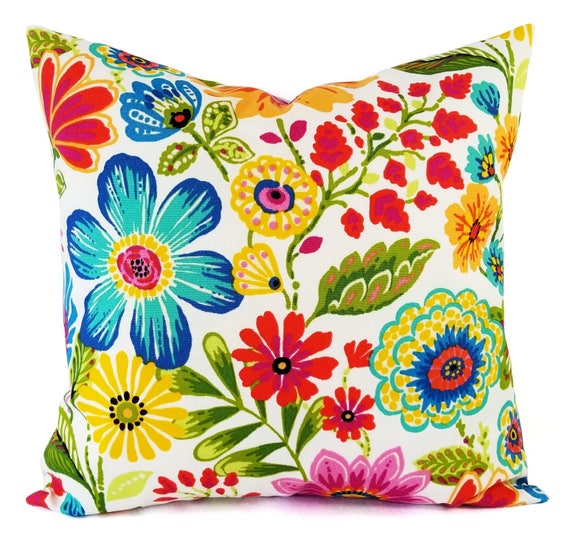 Two OUTDOOR Pillow Covers Blue Pillow Cover Floral Pillow