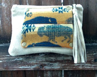 Wool Fabric Clutch Bag Purse Pendleton Wool Fabric