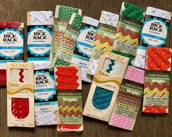 14 packages of vintage Rick Rack! Talon, Wrights, Coats - jumbo, medium, baby