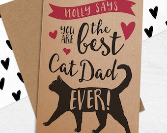 Best Cat Dad Ever Card from the cat - Personalised Best Cat Dad Card