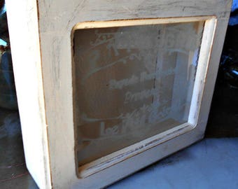 French Country Style Tabletop Display Case with Etched Glass
