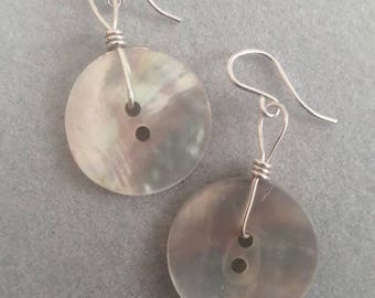 Sterling Silver Wire Wrapped Mother of Pearl Vintage Buttons