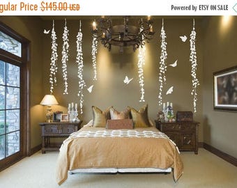 CLEARANCE SALE Tree Wall Decal White Wall Decal- Wall Decor Vine Wall Decal Butterfly Decor Tree Vinyl Decal Tree Decal Bedroom Wall Dec