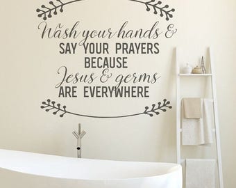 CLEARANCE SALE Bathroom Wall Decor, Bathroom Decor, Black, Bathroom Wall Decals, Jesus and Germs, Wall Decals, Wall Decal, Bathroom Wall Art