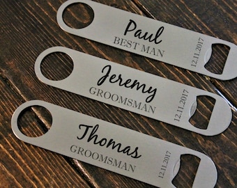 Groomsmen gift, best man gift, bottle opener, stainless, personalized wine, personalized beer, bridesmaid gift, maid of honour gift, custom
