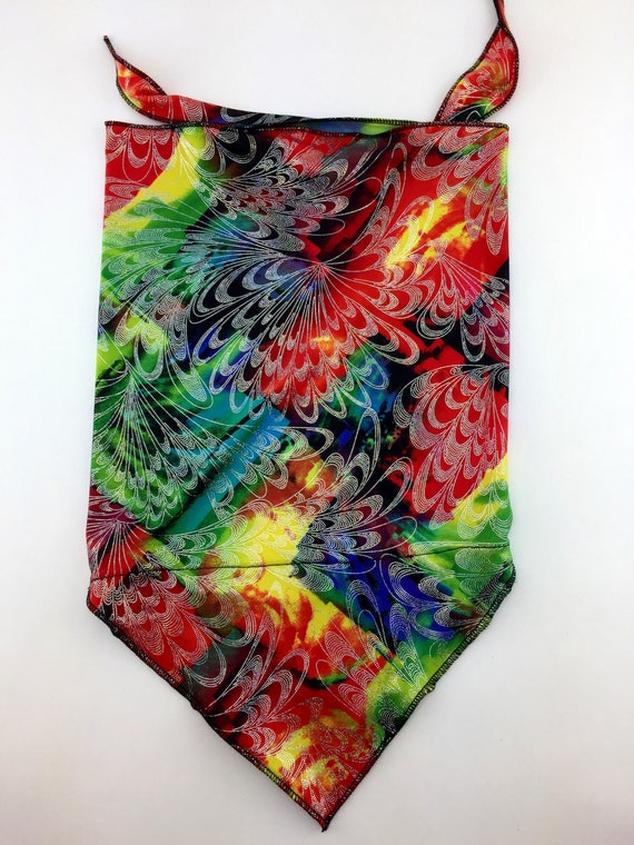 Swerve: Trippy psychedelic reggae sparkle print Bandana w/ Hidden Stash Pocket