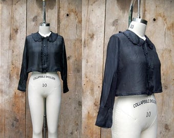 25% OFF ON SALE - c. 1920s cropped blouse + vintage 20s ruffled peter pan collar silk top
