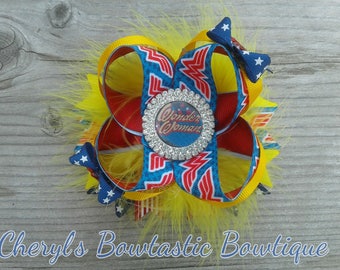 Wonder Woman Set, Wonder Woman Costume, WW Tutu set, Wonder Woman bow, Over the top bow, Twisted boutique bow. Choose your Favorite.