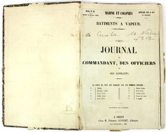Antique Navy logbook, 1870s French captain rare and in good condition daily journal de bord