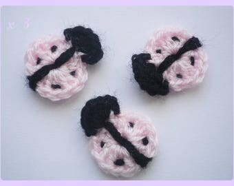 Lot 3 ladybugs ✿•ڿڰۣ✿ applique crochet woolen ✿•ڿڰۣ✿