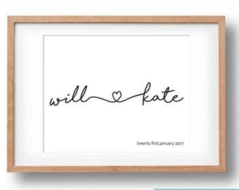 Personalised Engagement Gift | Couple's Name Print | Typography Art Printable | Wedding Gift | Engagement Present | Digital File | 11x14in