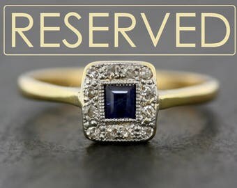 RESERVED - Art Deco Sapphire Ring - Antique Sapphire & Diamond Art Deco Engagement Ring - Sapphire Engagement Ring