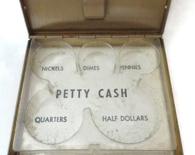 Vintage Petty Cash Compact - Women's Gold Tone Change Box, Collectors Compact, 1960s Coin Compact