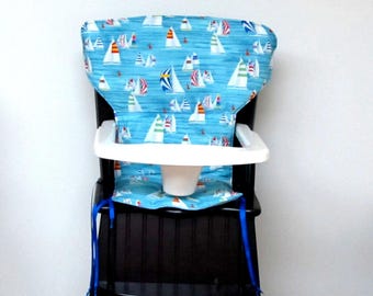 safety 1st chair pad, high chair replacement cover, Eddie Bauer newport highchair cover, high chair pad, child care accessory, sail boats