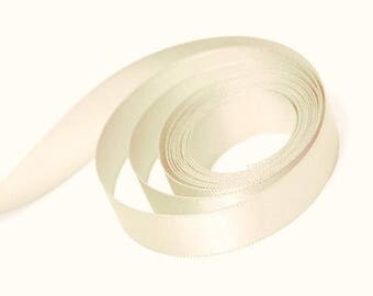 5 Yards Of Ivory Double Faced Satin Ribbon, Two Widths Available: 7/8" & 2-1/4", Ivory Ribbon, Ivory Satin Ribbon, Cream Ribbon, Ivory Sash