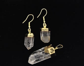 ON SALE Gold Plate Quartz Point Set