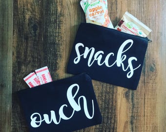 Diaper Bag Pouches - Zipper Pouches - Ouch Pouch, Mama Pouch, Baby Pouch, Snack Pouch, Snack Bag, Organizational Bag (Set of 5)