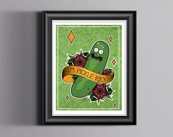 Pickle Rick wall decor, Rick and Morty, Schwifty Rick and morty wall wall art, I'm Pickle Rick printable Rick and Morty poster wall decor