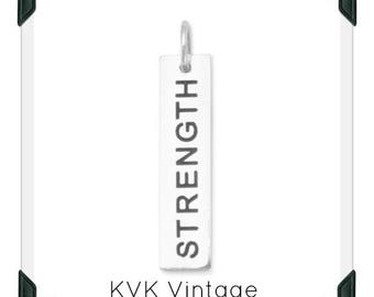 Oxidized "STRENGTH" Hand-Stamped Sterling Silver Pendant