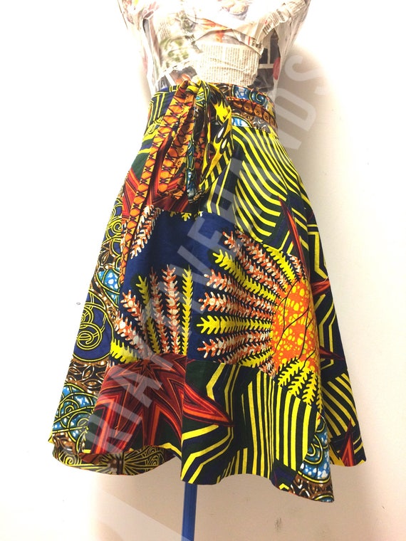 African wrap skirt//Ankara knee length skirt//African