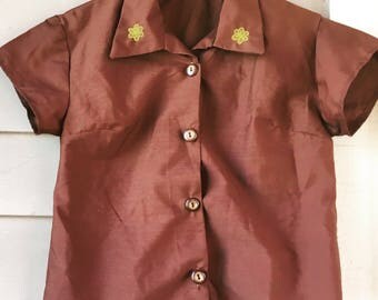 XS/S 50s cropped blouse cotton